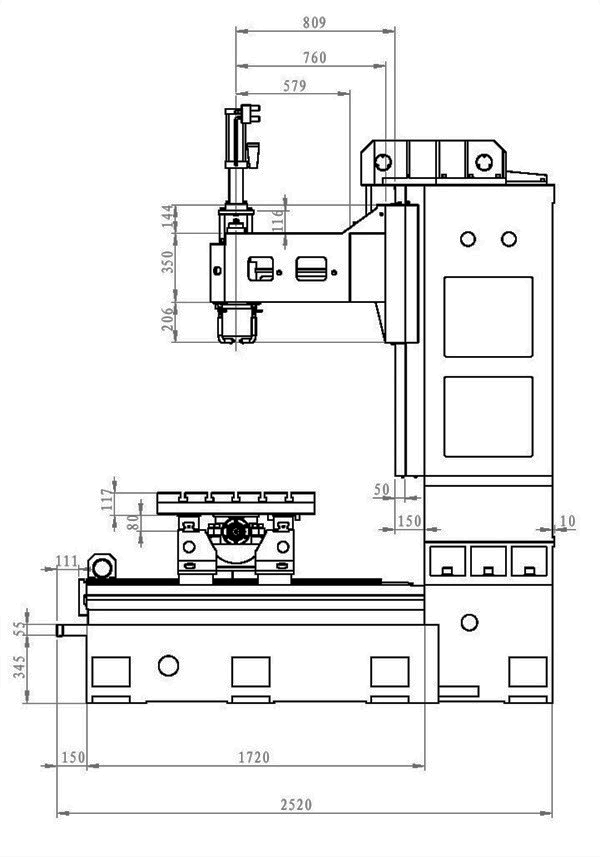 1580線軌加工中心床身尺寸